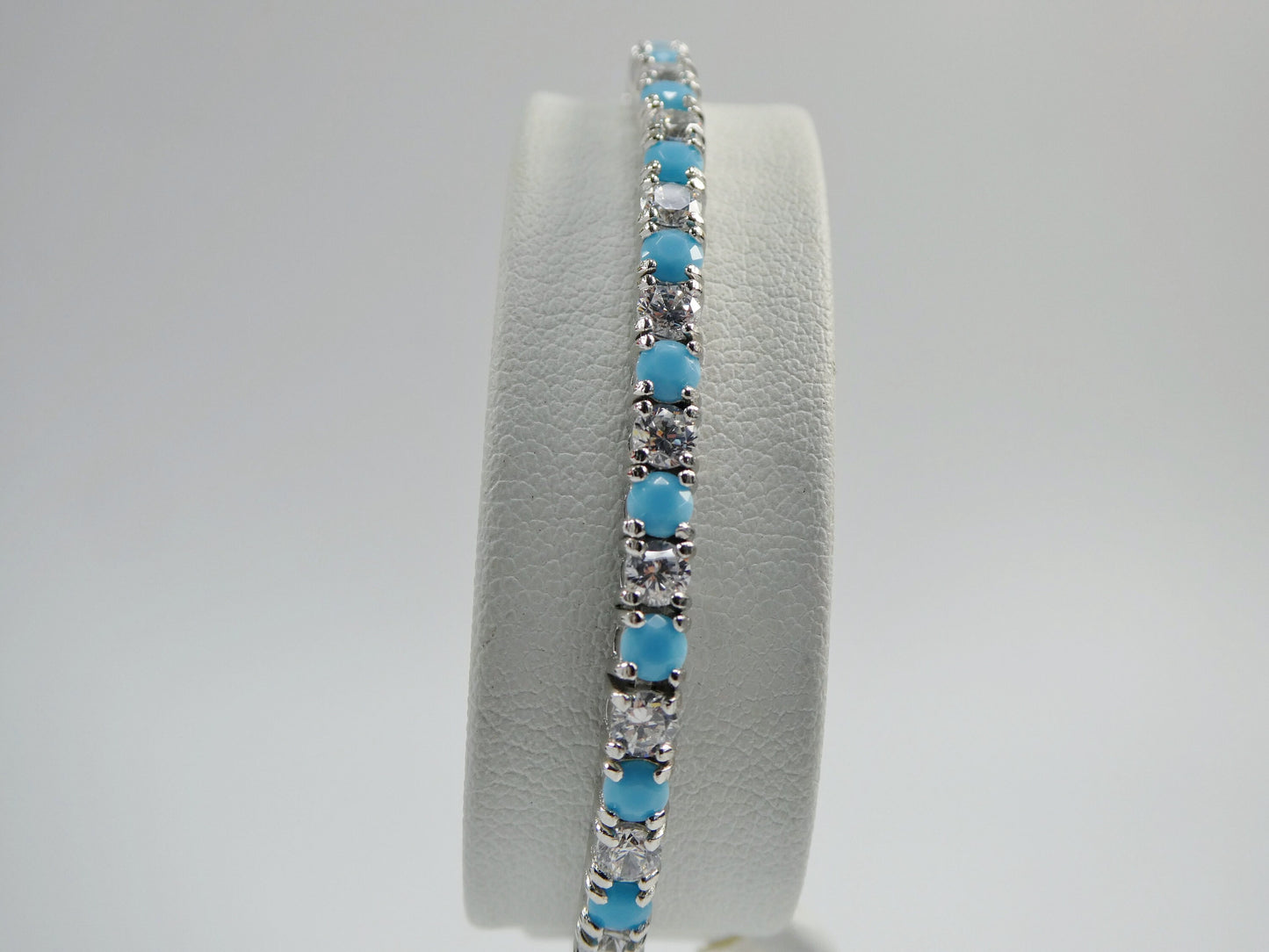 3mm 7 Inch turquois tennis bracelet real 925 sterling silver