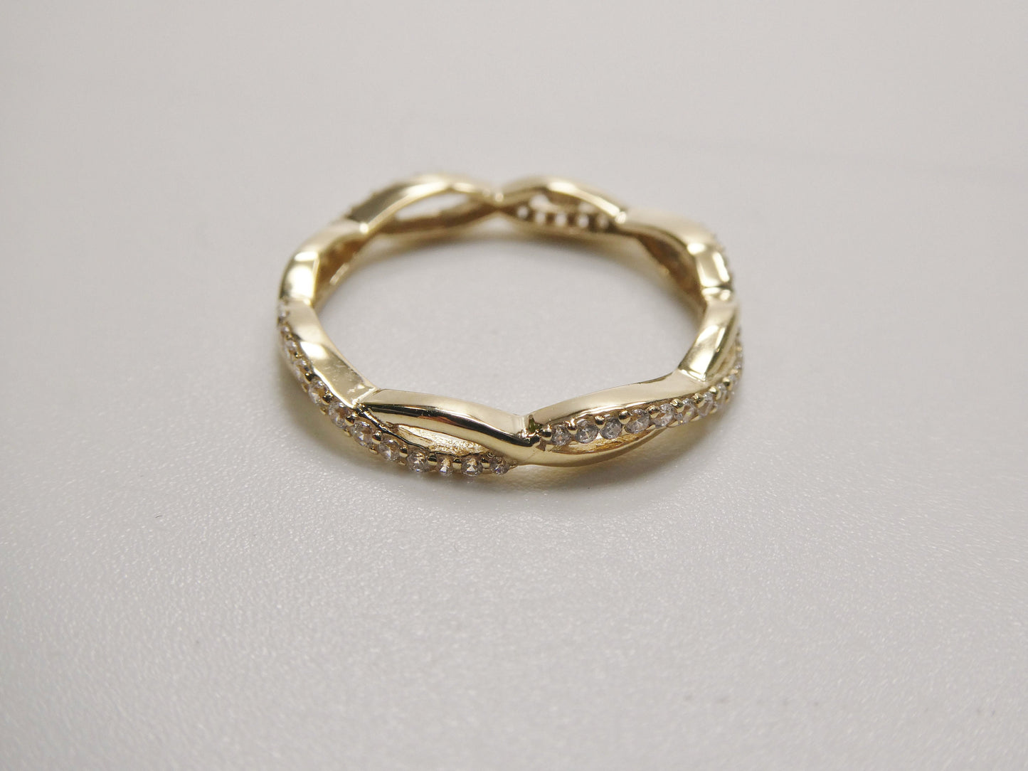 real 10k solid yellow gold women's classic micro pave setting ring