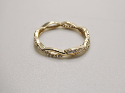 Real 10k Solid Yellow Gold Women's Classic Micro Pave Setting Ring