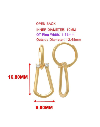 Real 10k Solid Yellow Gold Buckle Hoop Huggie Earrings