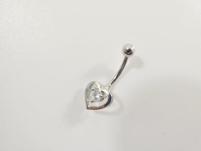 14k Real Solid Yellow Gold Heart Belly Button Ring Piercing