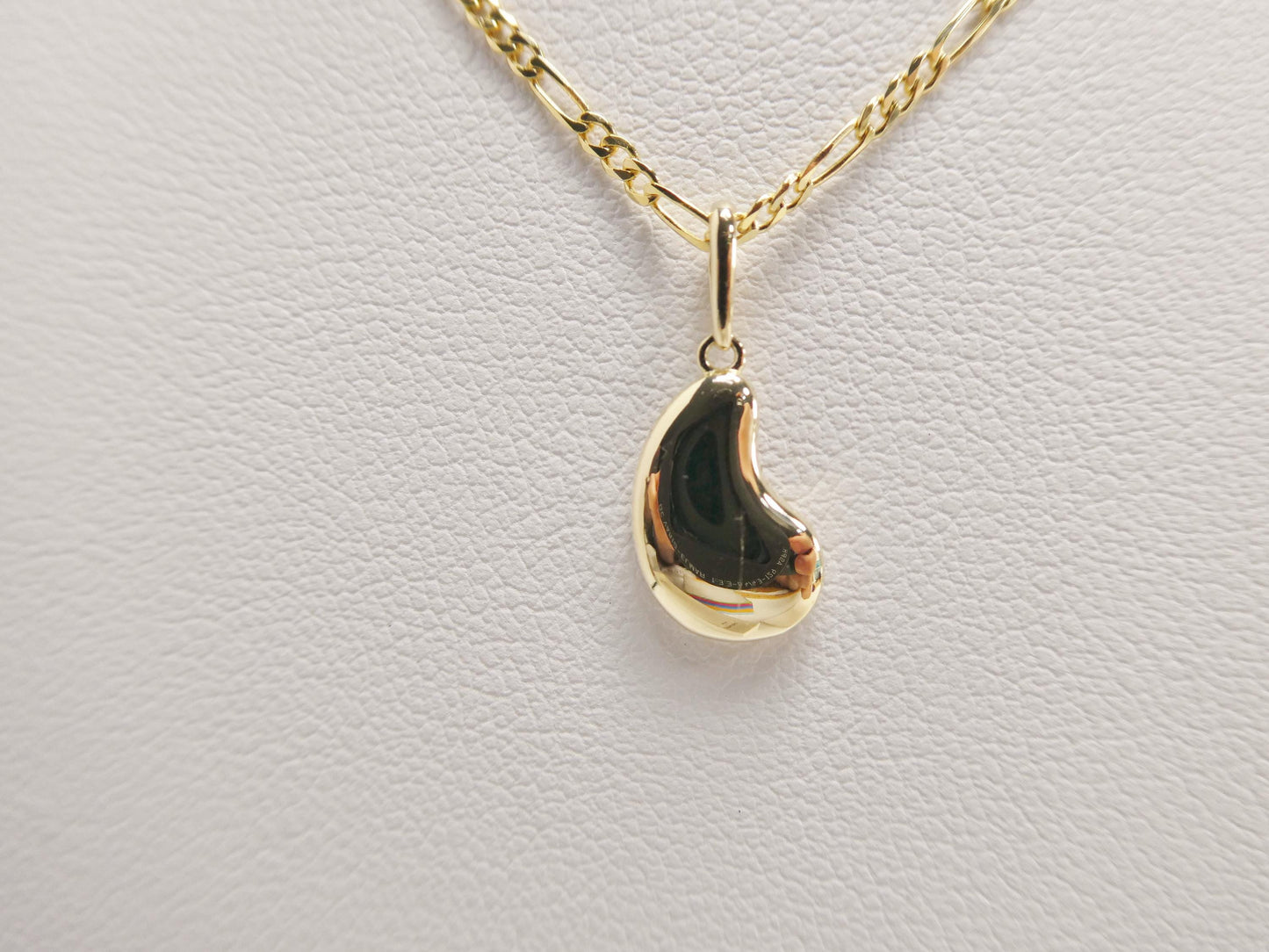 10k real solid yellow gold 18 inch solid figaro chain and teardrop pendent set