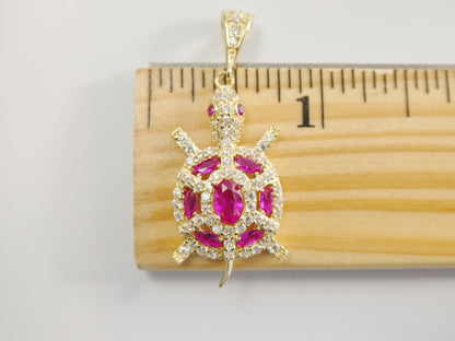 14k Real Solid Yellow Gold Turtle Charm Pendent
