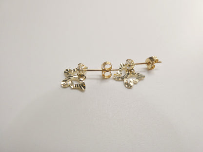 Real 10k Solid Yellow Gold Design Butterfly Dangling Push Post Earrings