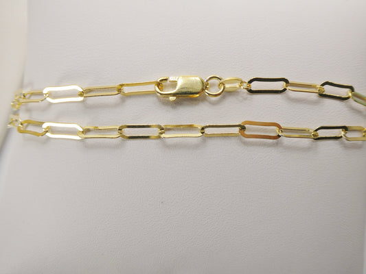 Real 925 sterling silver paperclip 10 inch anklet 14k yellow gold finish