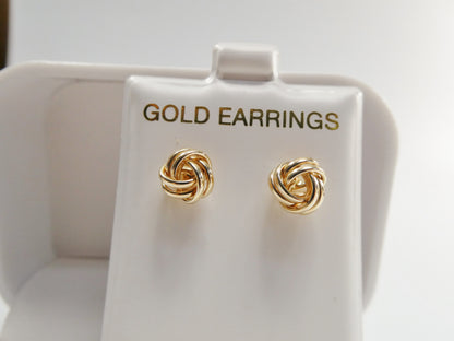 Real 10k Solid Yellow Gold Push Post Small Loveknot Stud Earring