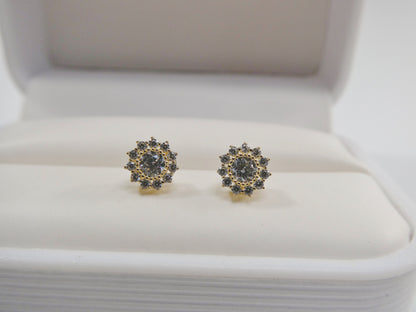 Real 10k Solid Yellow Gold Push Post Circle Stud Earrings