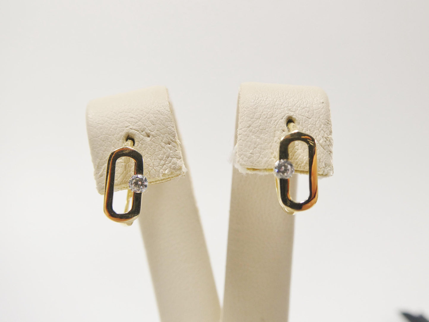 real 10k solid yellow gold paperclip hoop huggie earrings