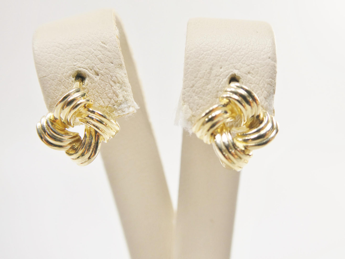 real 10k solid yellow gold designer love knot hoop huggie earrings