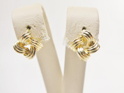 Real 10k Solid Yellow Gold Designer Love Knot Hoop Huggie Rarrings