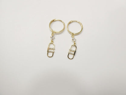 Real 10k Solid Yellow Gold Paperclip Dropping Earrings
