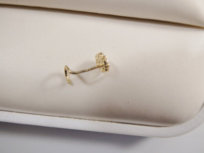 14k Real Solid Yellow Gold Flower Twist Nose Ring
