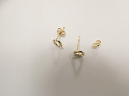 10k Real Solid Gold Heart Micro Fave Setting Push Back Earrings