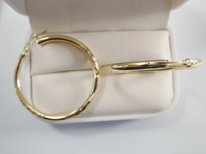 10k Real Solid Yellow Gold Dioamond Cut Hoop Earring
