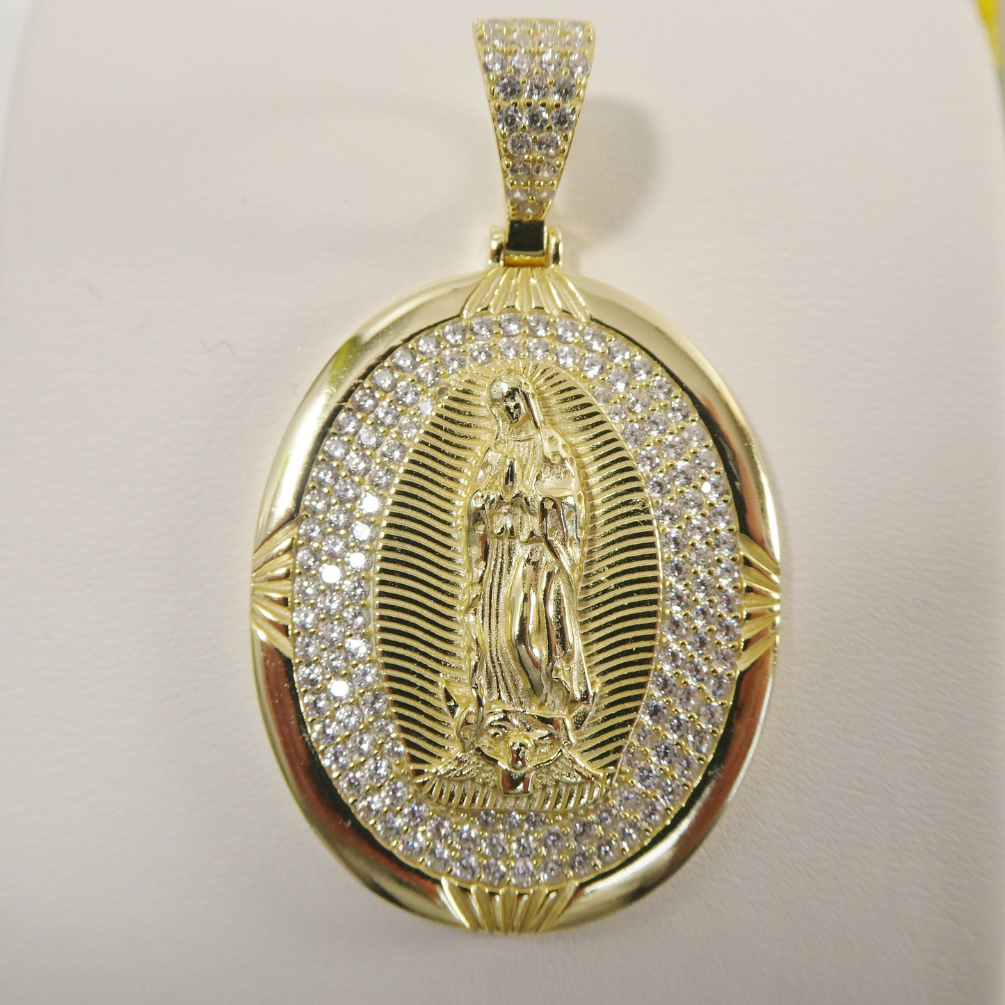 Real 925 Sterling Silver Large Guadalupe Virgin Mary Medallion Pendent