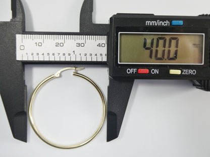Real 10k Solid Yellow Gold Plain High Polish 40mm Hoop Earrings