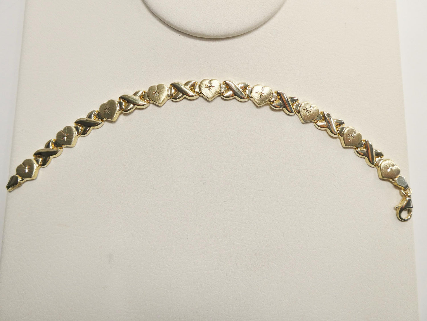 real 10k solid yellow gold xoxo hugs and kisses 7 inch and 8 inch stampato bracelet