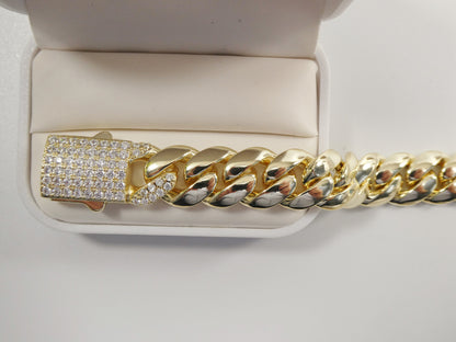 14 mm 18k Gold Filled Monaco Link Bracelet