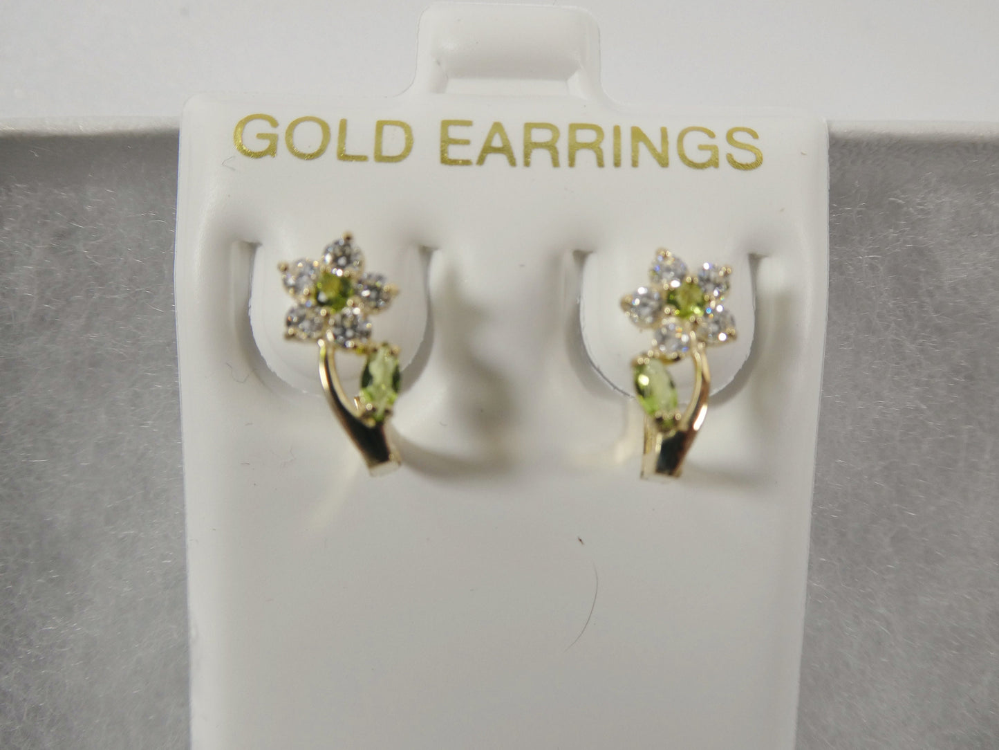 real 10k solid yellow gold birthstone color flower French back earrings