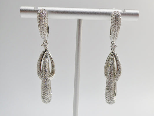 real 925 sterling silver micro pave setting 14k white gold color finish drop earrings