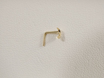14k Real Solid Yellow Gold Moon L-Shape Nose Ring