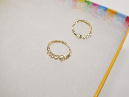 Real 10k Solid Yellow Gold Designer Hoop Huggie Earrings