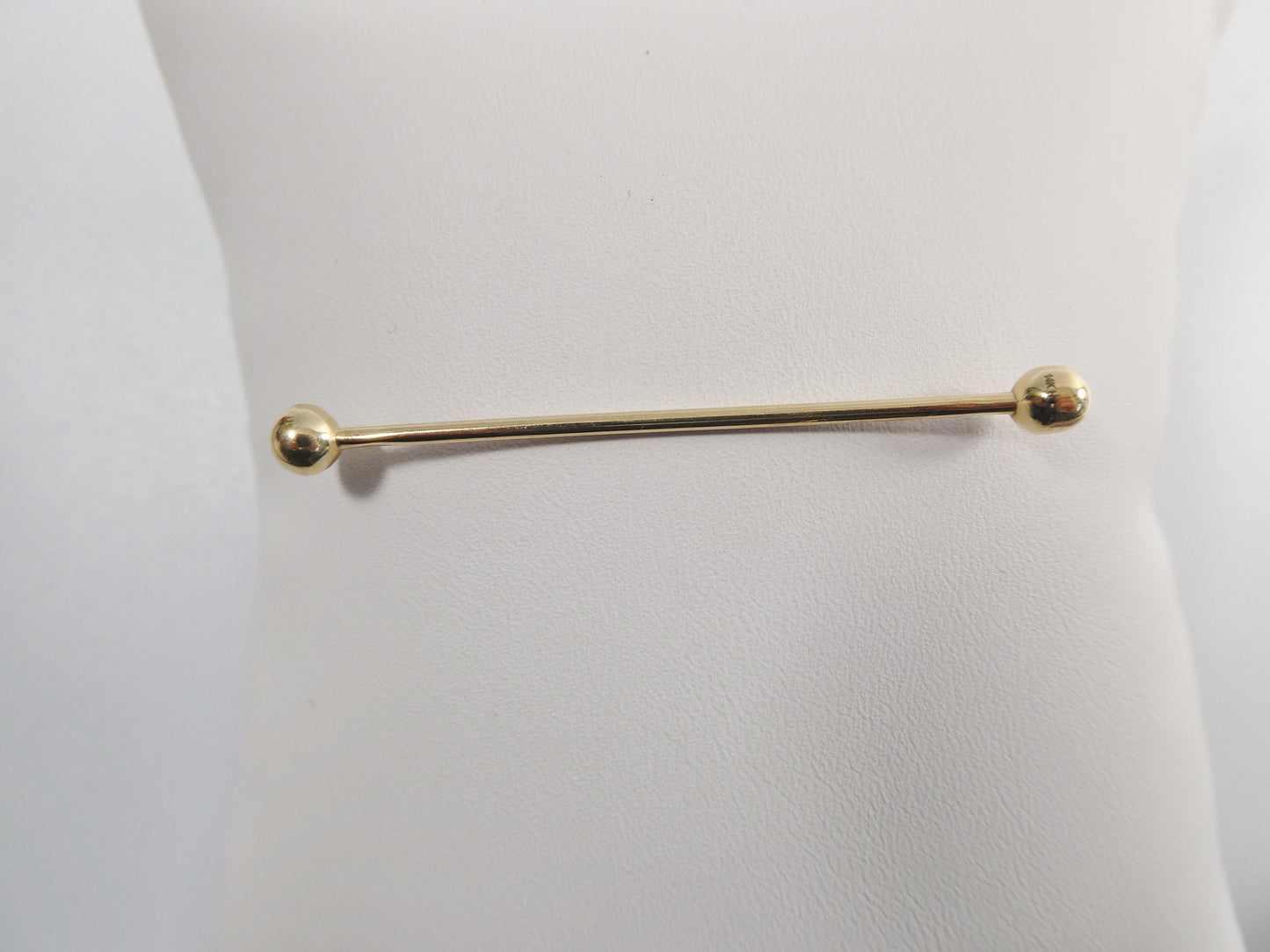 14k real solid yellow gold extra long straight barbell tongue belly button ring piercing