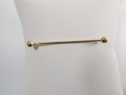 14k Real Solid Yellow Gold Extra Long Straight Barbell Tongue Belly Button Ring Piercing