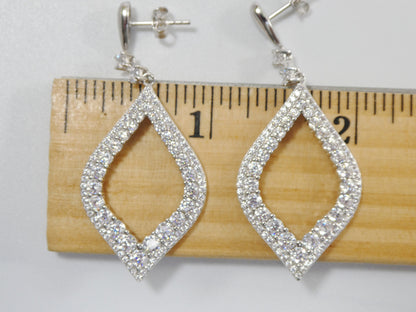 Real 925 Sterling Silver Micro Pave Setting 14k White Gold Color Finish Drop Earrings