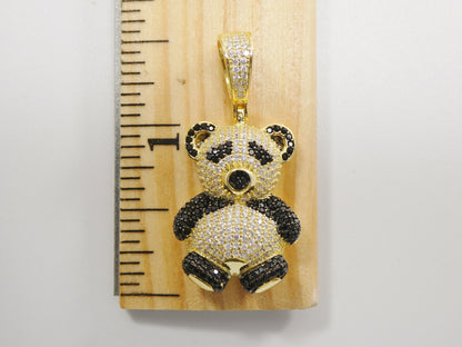 Real 925 Sterling Silver Teddy Bear Pendent and 2mm Moon Chain