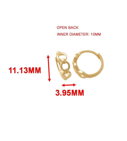 Real 10k Solid Yellow Gold Designer Hoop Huggie Earrings