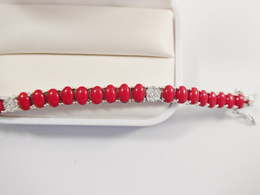 7 inch real 925 sterling silver ruby turquoise tennis bracelet