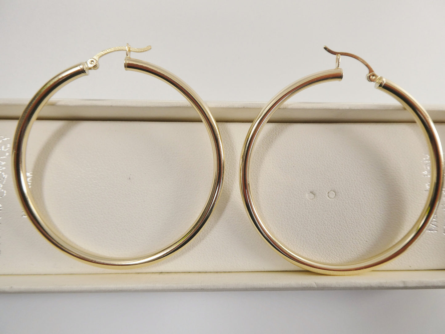 real 10k solid yellow gold plain high polish 50mm hoop huggie earrings