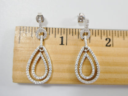 Real 925 Sterling Silver Micro Pave Setting 14k White Gold Color Finish Drop Earrings
