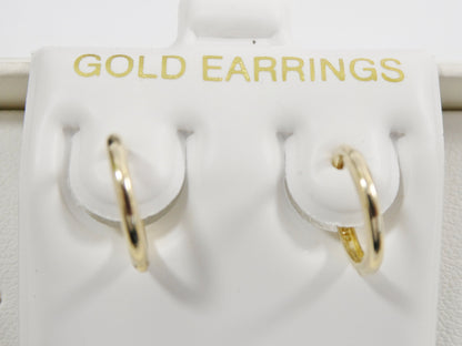 Real 10k Solid Yellow Gold 12mm High Polish Plain Hoop Huggie Earrings