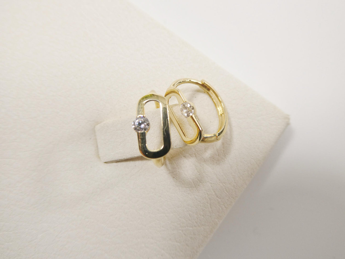 real 10k solid yellow gold paperclip hoop huggie earrings