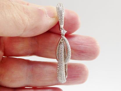Real 925 Sterling Silver Micro Pave Setting 14k White Gold Color Finish Drop Earrings