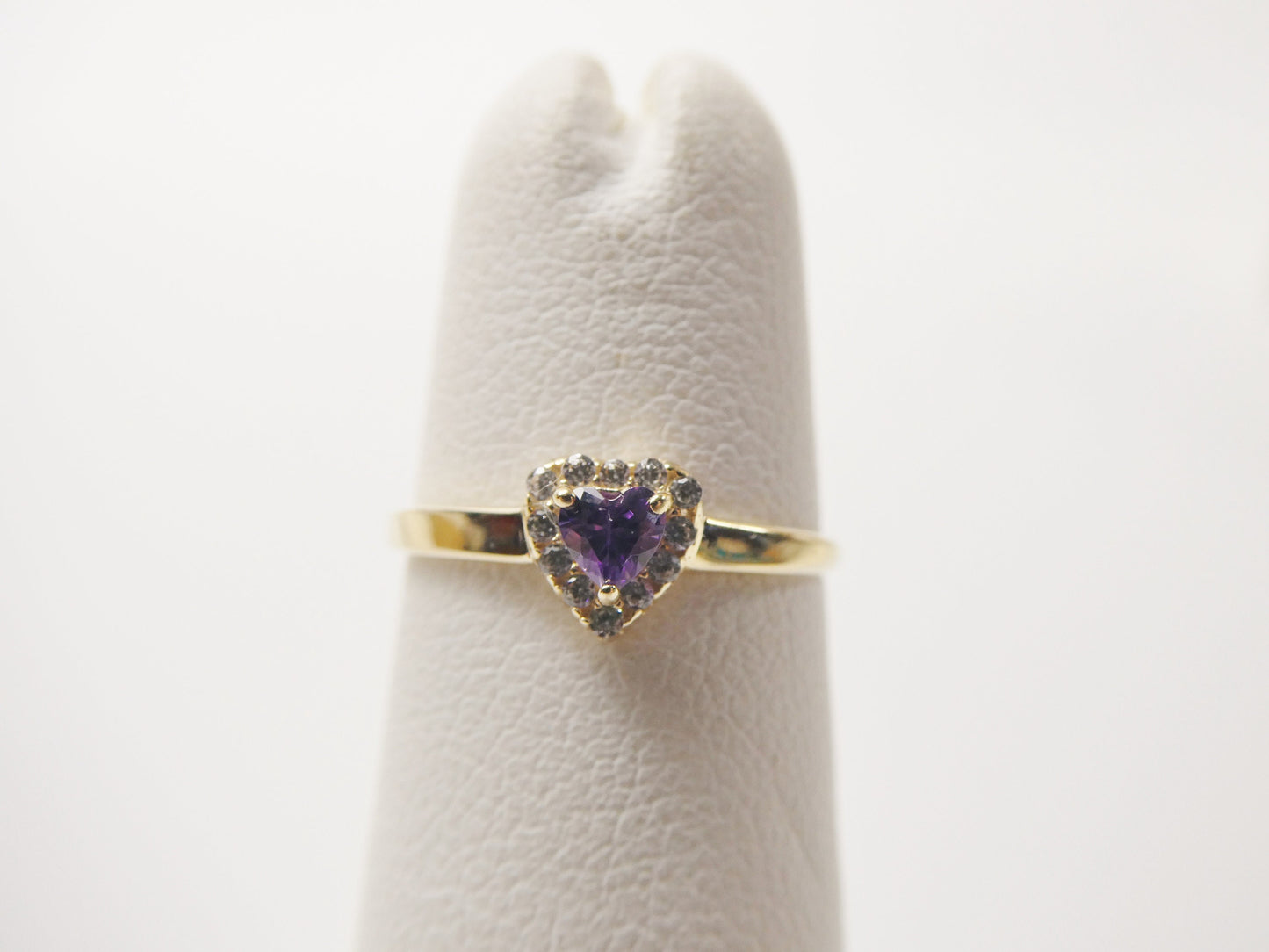 10k solid yellow gold baby children heart shaped color stone ring