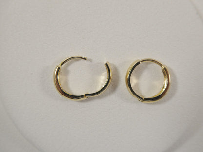 Real 10k Solid Yellow Gold High Polish Plain Hoop Huggie Earrings