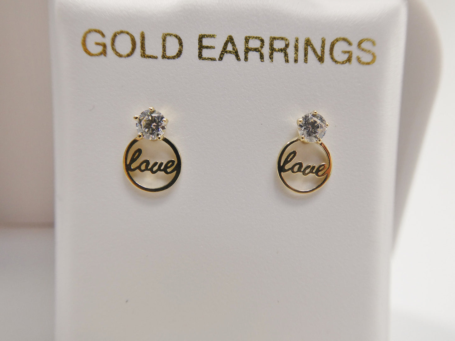 real 10k solid yellow gold script love letter stud earrings dainty