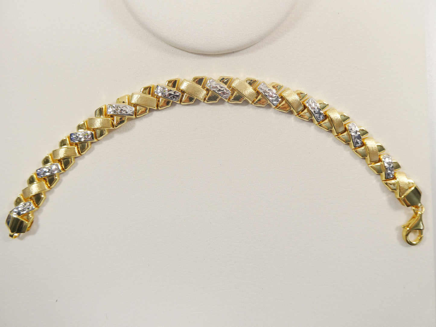 real 925 sterling silver stampato X bracelet 14k yellow gold finish