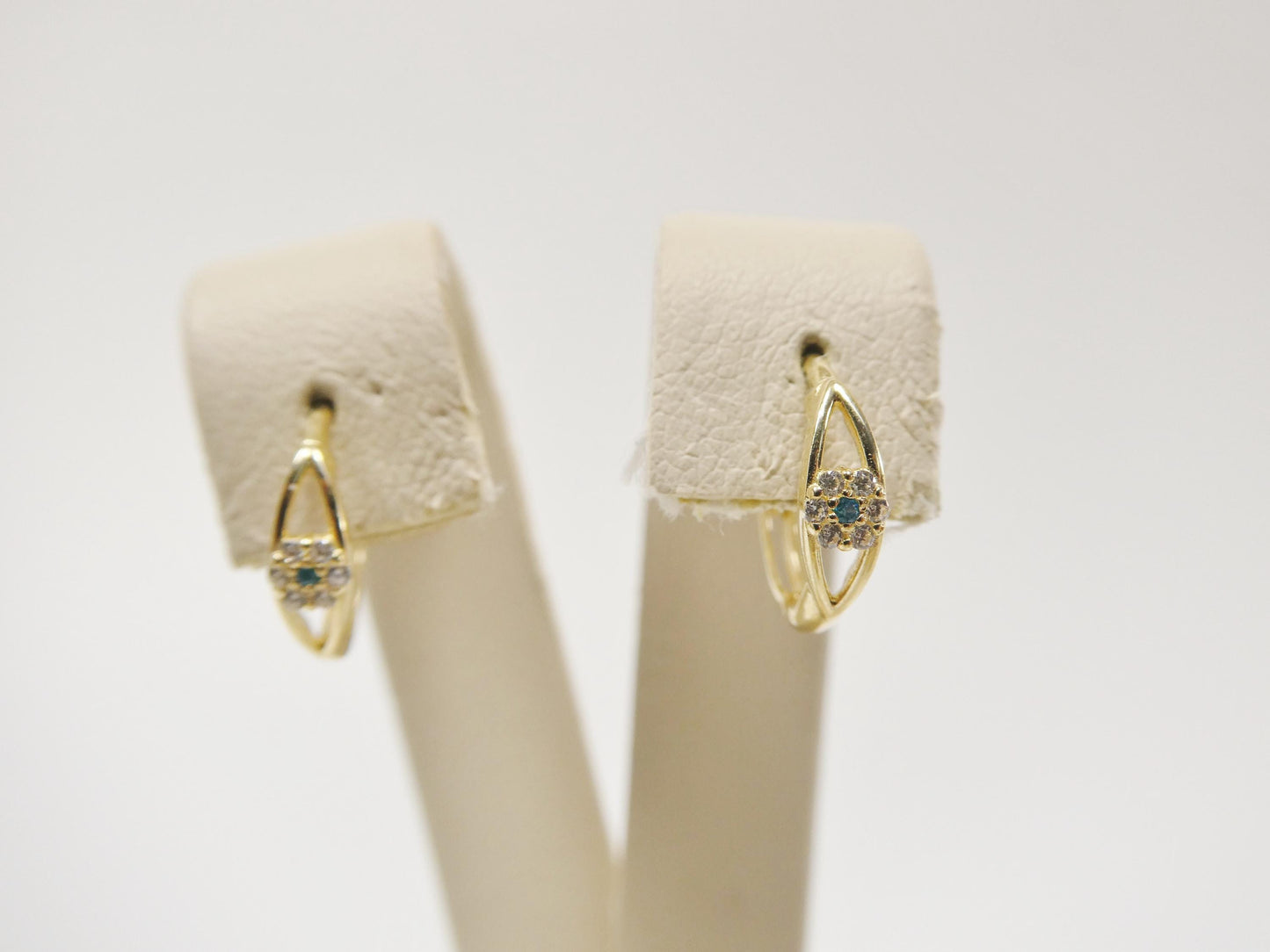 real 10k solid yellow gold evil eye hoop huggie earrings