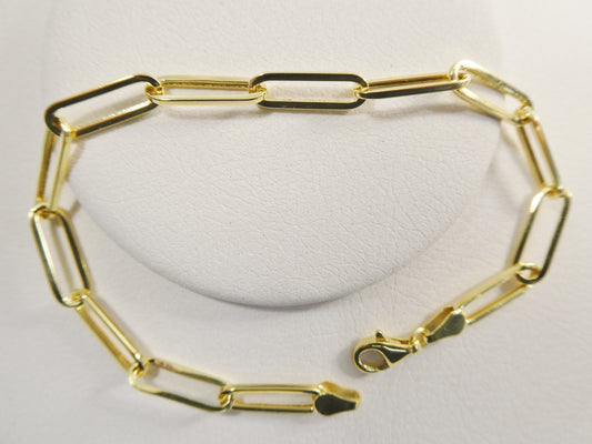 real 14k solid yellow gold paperclip 7.25 inch bracelet