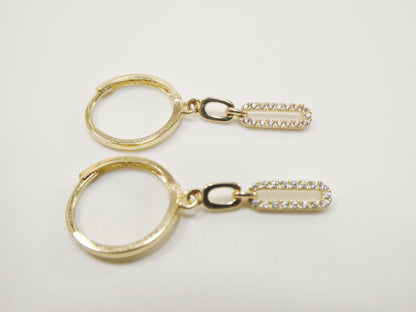 Real 10k Solid Yellow Gold Paperclip Dropping Earrings