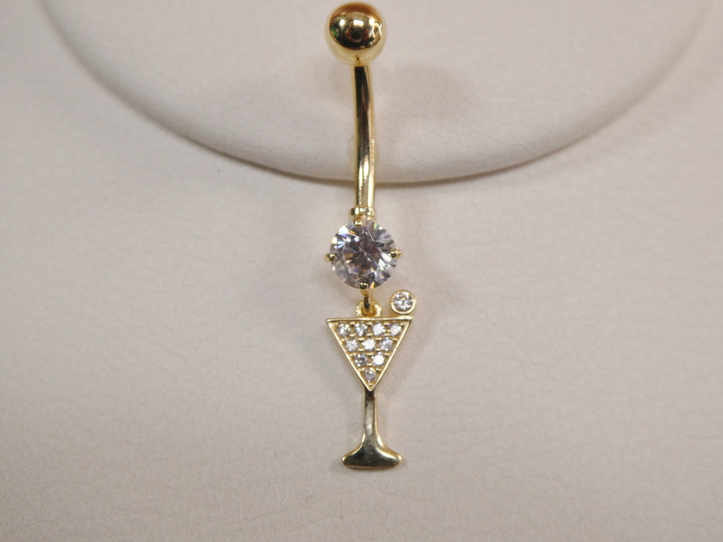 14k real solid yellow gold wine cup belly button ring piercing