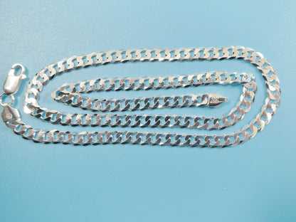 Real 925 Sterling Silver 7.6MM Italian Solid Chain Lobster Lock Clasp