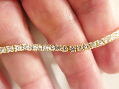 Real 925 Sterling Silver 2.5MM 6.5 INCH Tennis Bracelet 14k Yellow Gold Finish