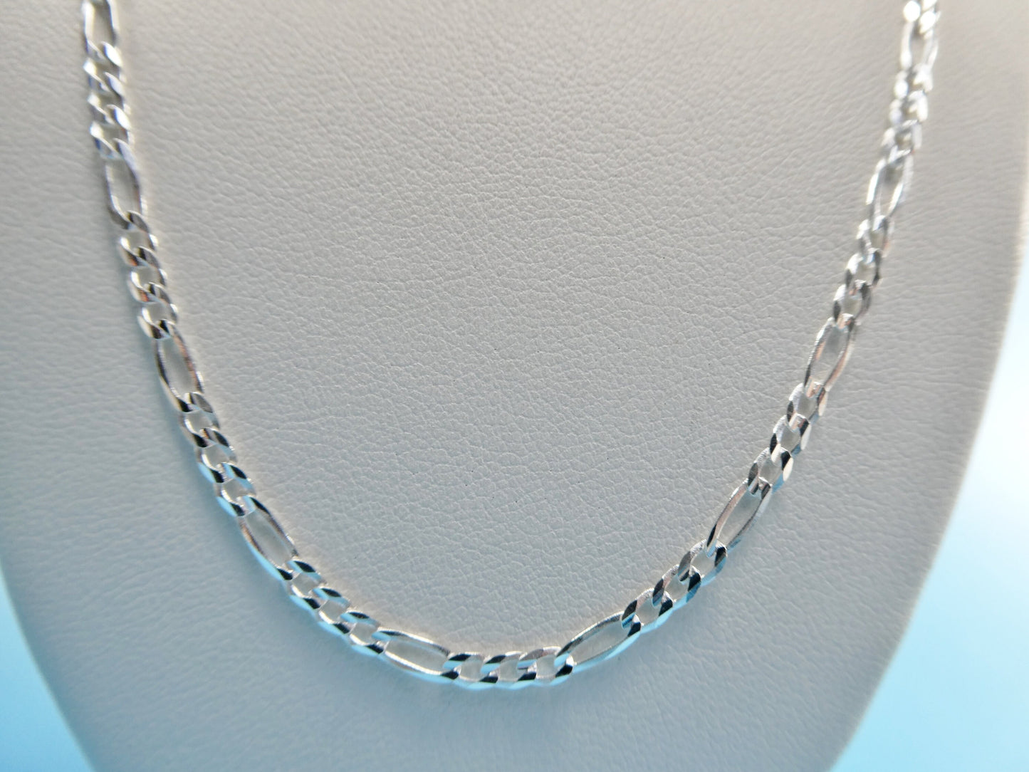 real 925 sterling silver 2.6mm Italian concave figaro solid chain lobster lock clasp