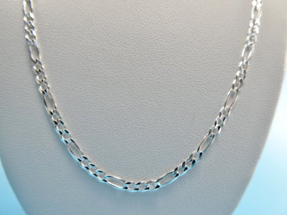 Real 925 Sterling Silver 2.6mm Italian Concave Figaro Solid Chain Lobster Lock Clasp