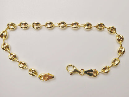 Real 10k Solid Yellow Gold 5.5/6/ 6.5 Inch Children/Women Puffed Mariner Bracelet